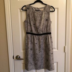 Grey dress with black flower detail (LOFT- Size S)
